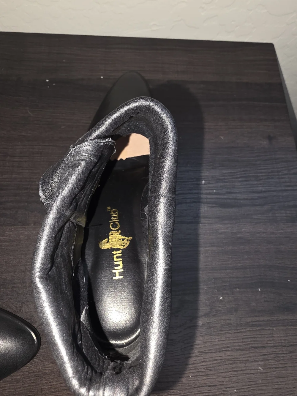 VINTAGE Hunt Club Black Folded-Collar Leather Ankle Booties
